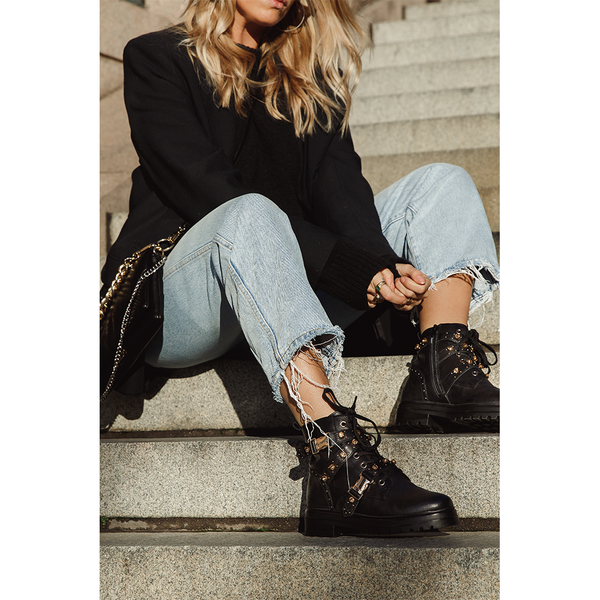 Indra Bootie BLACK LEATHER