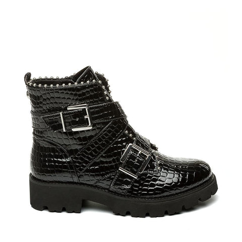 Hoofy Ankleboot BLACK CROCO PATENT