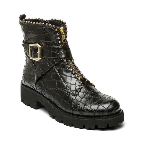 Jacky Bootie BLACK CROCO